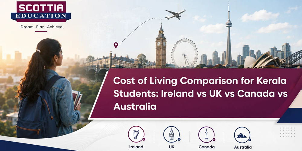 Cost of Living Comparison for Kerala Students: Ireland vs UK vs Canada vs Australia